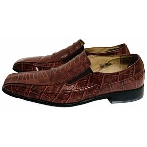 Stacy Adams leather Teague loafers crocodile maroon burgundy 24599 men 12 M